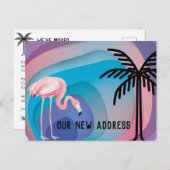 Flamingo op abstracte verloopvormen Nieuw adres Aankondigingskaart (Voorkant / Achterkant)