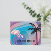 Flamingo op abstracte verloopvormen Nieuw adres Aankondigingskaart (Staand voorkant)
