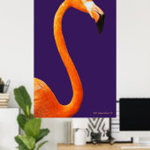 Flamingo op blauw poster (Thuiskantoor)