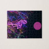 Flamingo op dansfeest. legpuzzel (Horizontaal)