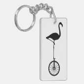 Flamingo op een wiel Quirky Silhouette Sleutelhanger (Voorkant Links)