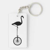 Flamingo op een wiel Quirky Silhouette Sleutelhanger (achterkant)