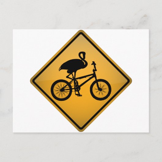 Flamingo op fiets briefkaart (Voorkant)