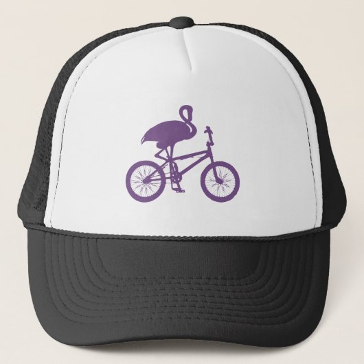 Flamingo op fiets silhouet trucker pet (Voorkant)