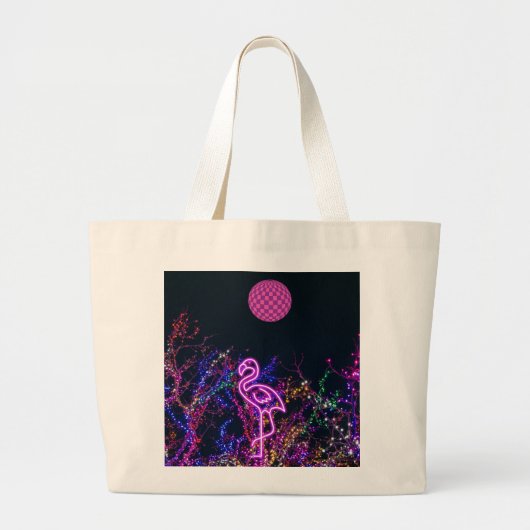 Flamingo op het dansfeest. grote tote bag (Voorkant)