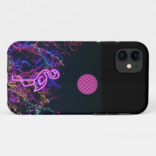 Flamingo op het dansfeest. Hoesje-Mate iPhone case (Achterkant (horizontaal))