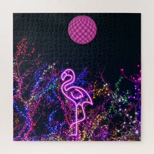 Flamingo op het dansfeest. legpuzzel (Verticaal)