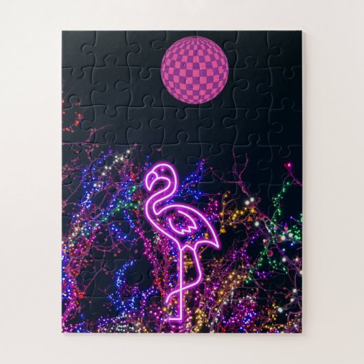 Flamingo op het dansfeest. legpuzzel (Verticaal)