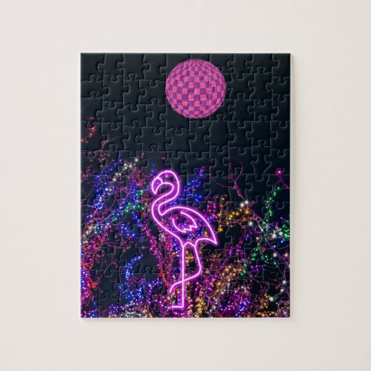 Flamingo op het dansfeest. legpuzzel (Verticaal)