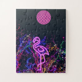 Flamingo op het dansfeest. legpuzzel