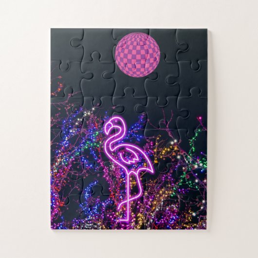 Flamingo op het dansfeest. legpuzzel (Verticaal)