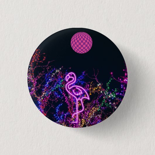 Flamingo op het dansfeest. ronde button 3,2 cm (Voorkant)