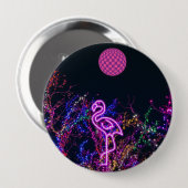 Flamingo op het dansfeest. ronde button 4,0 cm (Voorkant /achterkant)