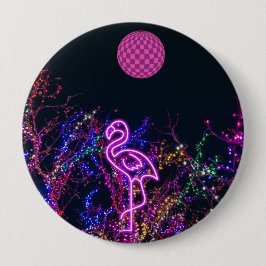 Flamingo op het dansfeest. ronde button 4,0 cm