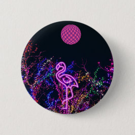 Flamingo op het dansfeest. ronde button 5,7 cm