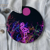 Flamingo op het dansfeest. ronde button 6,0 cm (In situ)