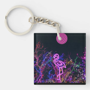 Flamingo op het dansfeest. sleutelhanger