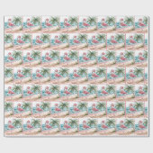 Flamingo op het strand cadeaupapier (Vlak)