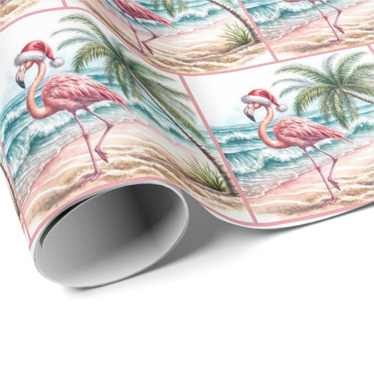 Flamingo op het strand cadeaupapier (Rol Hoek)