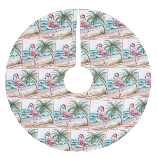 Flamingo op het strand kerstboom rok (Voorkant)