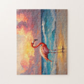Flamingo op het strand legpuzzel (Verticaal)