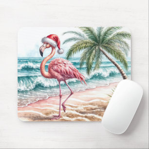 Flamingo op het strand muismat