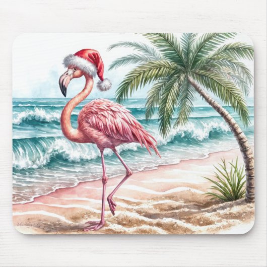 Flamingo op het strand muismat (Voorkant)