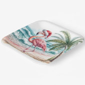 Flamingo op het strand papieren bordje (Gebogen)
