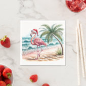 Flamingo op het strand servet (Insitu)