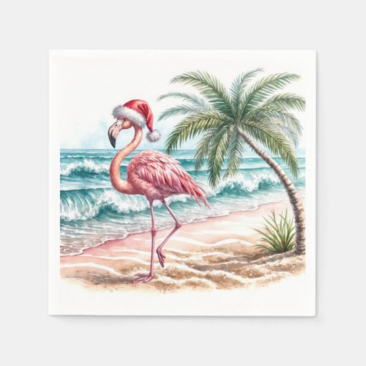 Flamingo op het strand servet (Voorkant)
