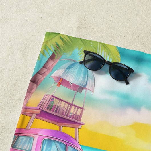 Flamingo op het strand strandlaken (In situ)