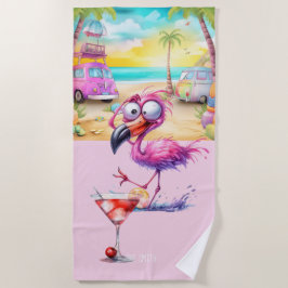 Flamingo op het strand strandlaken