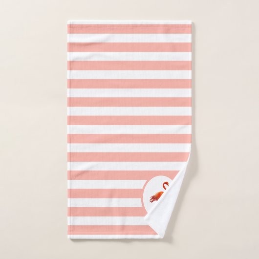 Flamingo op koraal & witte stripteasdoekset bad handdoek (Handdoek)