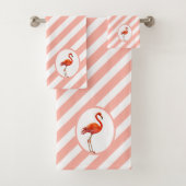 Flamingo op koraal & witte stripteasdoekset bad handdoek (Insitu)