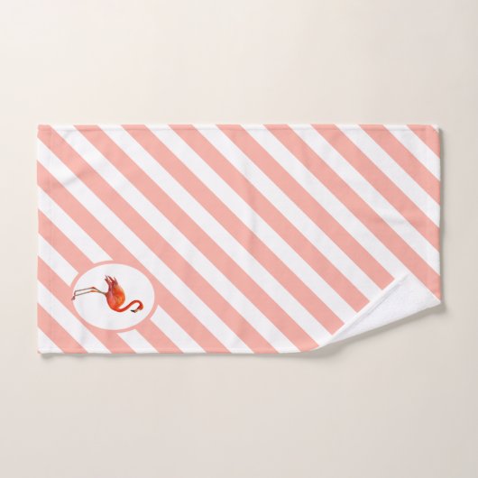 Flamingo op koraal & witte stripteasdoekset bad handdoek (Handdoek)
