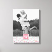 Flamingo op pokadots | Foto met monogram Canvas Afdruk (Voorkant)