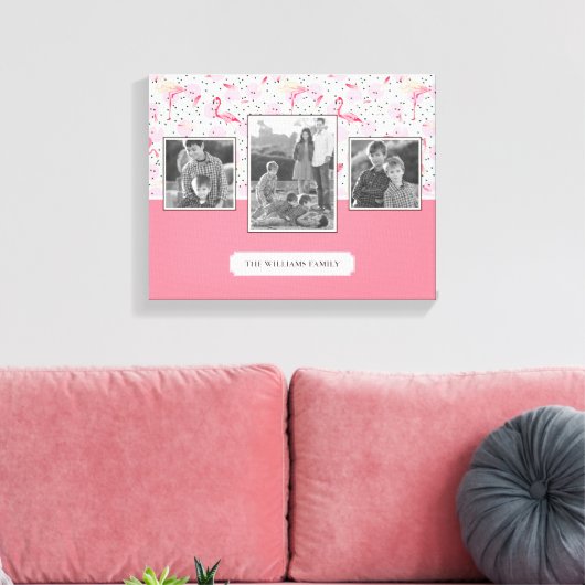 Flamingo op pokadots | Foto's van de familie met t Canvas Afdruk (Insitu (Woonkamer))