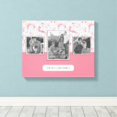 Flamingo op pokadots | Foto's van de familie met t Canvas Afdruk (Insitu (Houten vloer))