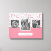 Flamingo op pokadots | Foto's van de familie met t Canvas Afdruk (Voorkant)