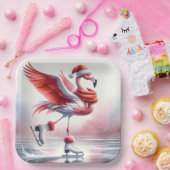 Flamingo op Schaats Papieren Bordje (Feest)