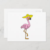 Flamingo op strand met hoed briefkaart (Voorkant / Achterkant)