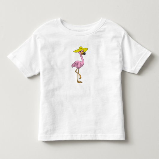 Flamingo op strand met Pet Kinder Shirts (Voorkant)