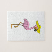 Flamingo op strand met Pet Legpuzzel (Horizontaal)