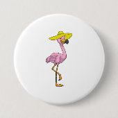 Flamingo op strand met Pet Ronde Button 7,6 Cm (Voorkant)