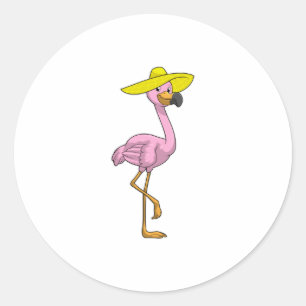Flamingo op strand met Pet Ronde Sticker