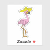 Flamingo op strand met Pet Sticker (Vel)