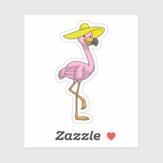 Flamingo op strand met Pet Sticker (Vel)