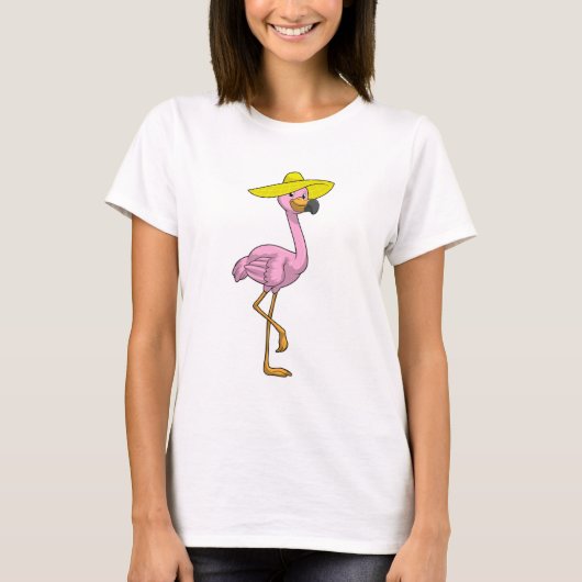 Flamingo op strand met Pet T-shirt (Voorkant)