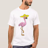 Flamingo op strand met Pet T-shirt (Voorkant)