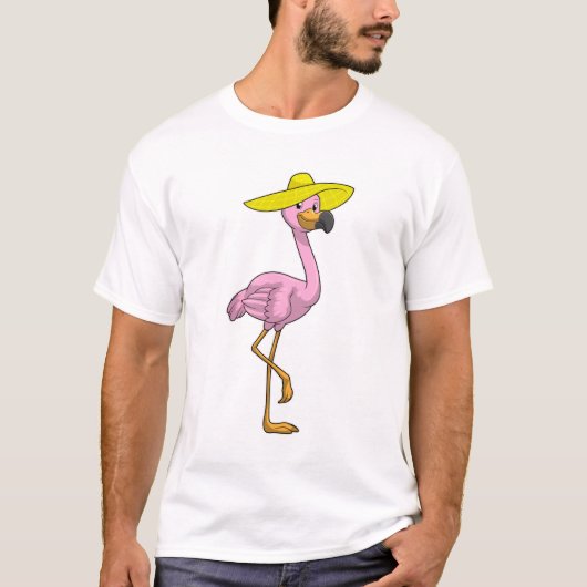Flamingo op strand met Pet T-shirt (Voorkant)